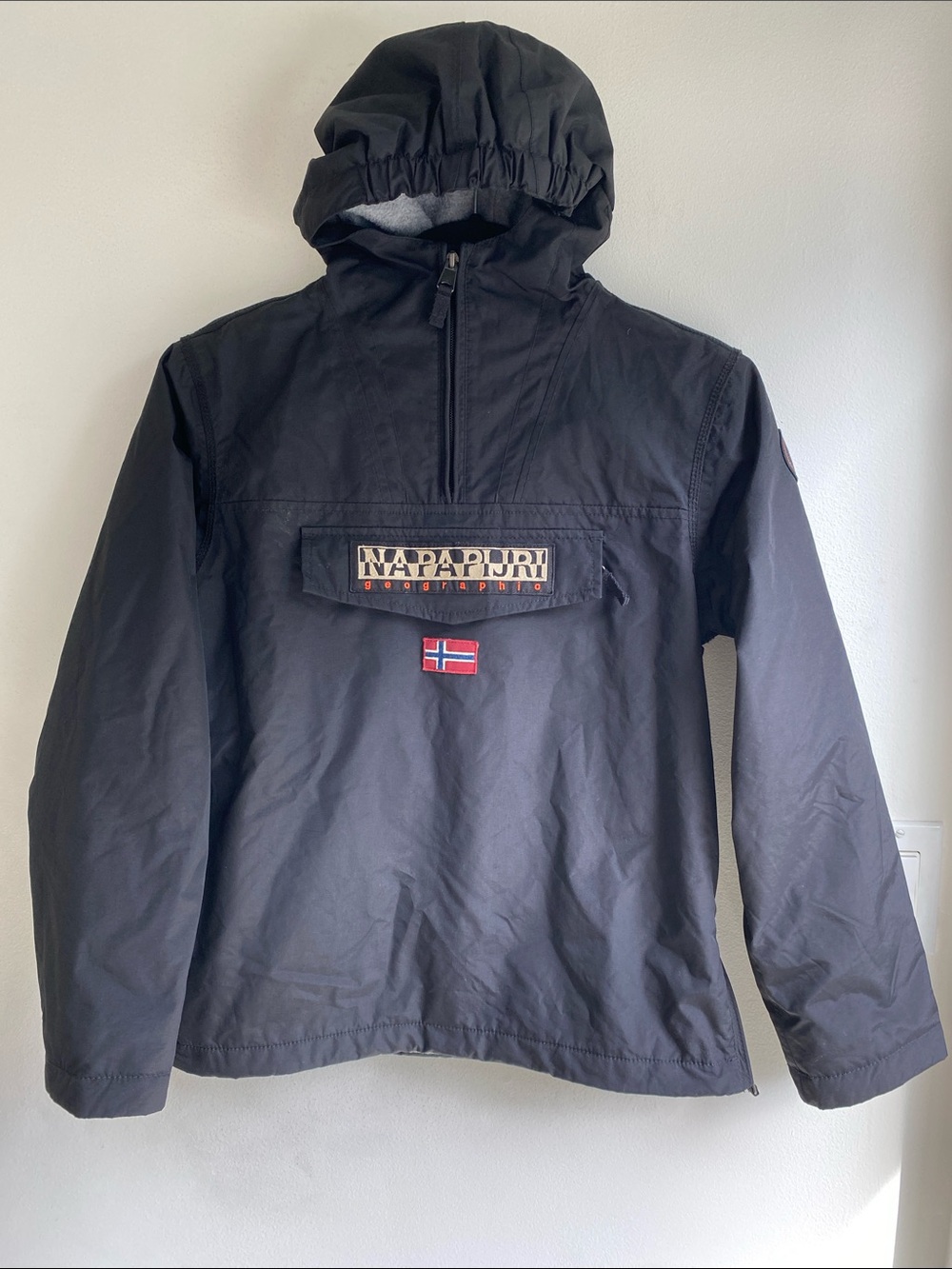 Napapijri Black Softshell Rainforest Taped Seams Anorak Fleece Lined Youth 12
